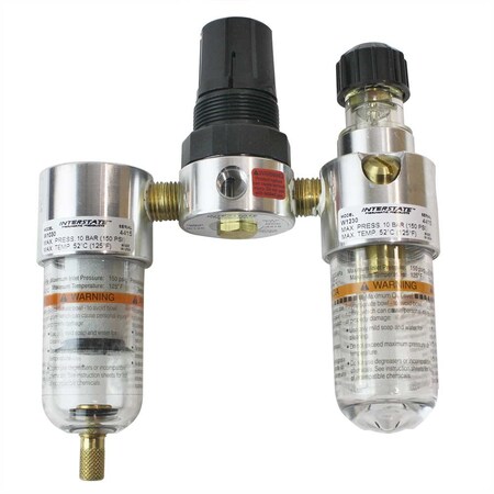 Interstate Pneumatics 1/4 Inch Mini Poly Bowl Filter/Regulator/Lubricator - Integral Combo WC1031G